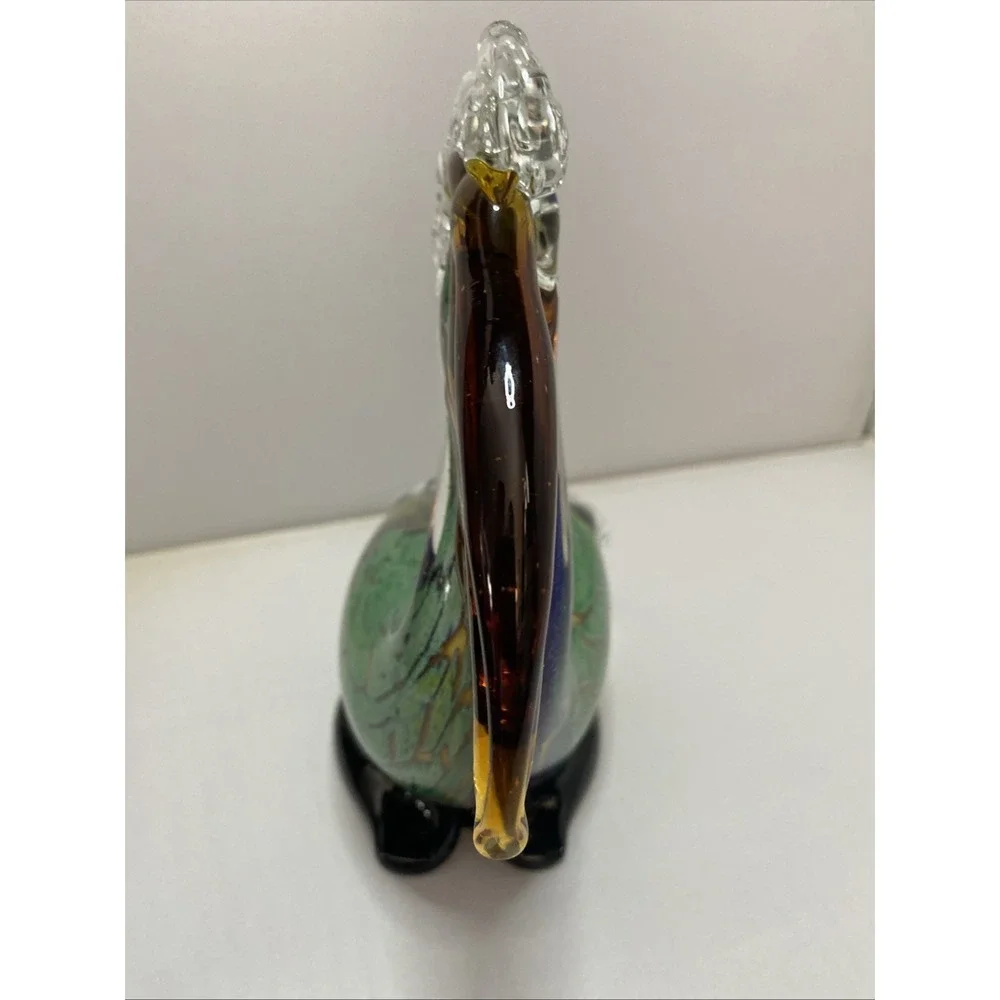 Blown Glass Pelican Multicolor Art Glass Figure Paper Weight Glass Christma Gift